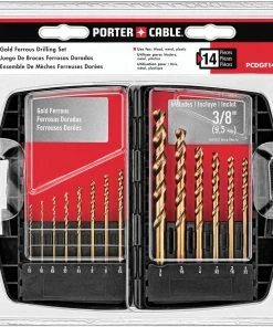 PORTER-CABLE Twist Drill Bits 14-Piece Assorted x Set Gold Ferrous Coated Hss Twist Drill Bit Set