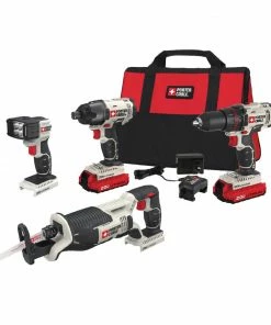 PORTER-CABLE Power Tool Combo Kits 4-Tool 20-Volt Max Power Tool Combo Kit with Soft Case (2-Batteries Included and Charger Included)