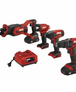 SKIL Power Tool Combo Kits PWR CORE 20 4-Tool 20-Volt Power Tool Combo Kit Case (2-Batteries Included and Charger Included)