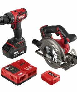 SKIL Power Tool Combo Kits PWR CORE 20 2-Tool 20-Volt Brushless Power Tool Combo Kit Case (1-Battery Included and Charger Included)