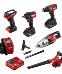 SKIL Power Tool Combo Kits PWR CORE 20 6-Tool 20-Volt Brushless Power Tool Combo Kit Case (2-Batteries Included and Charger Included)