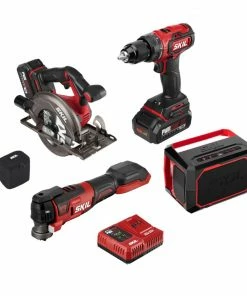 SKIL Power Tool Combo Kits PWR CORE 20 4-Tool 20-Volt Brushless Power Tool Combo Kit Case (2-Batteries Included and Charger Included)