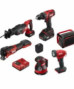SKIL Power Tool Combo Kits PWR CORE 20 6-Tool 20-Volt Brushless Power Tool Combo Kit Case (2-Batteries Included and Charger Included)