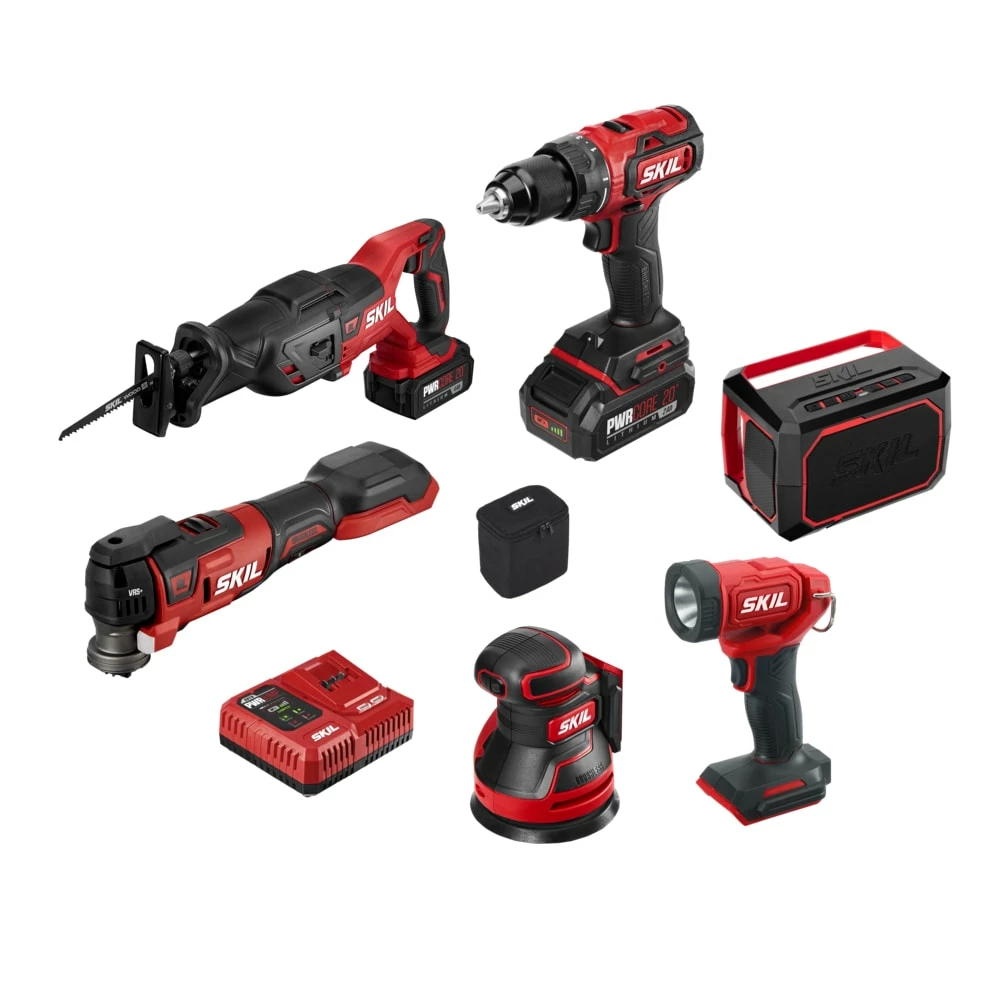 SKIL Power Tool Combo Kits PWR CORE 20 6-Tool 20-Volt Brushless Power Tool Combo Kit Case (2-Batteries Included and Charger Included) 1 SKIL Power Tool Combo Kits PWR CORE 20 6-Tool 20-Volt Brushless Power Tool Combo Kit Case (2-Batteries Included and Charger Included)